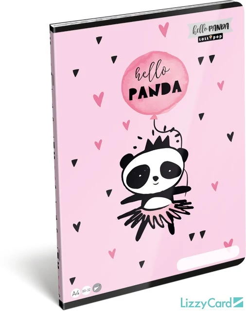 Pandás sima füzet - A4 - 80-32 - Lollipop Hello Panda