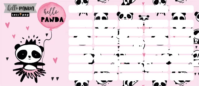 Pandás órarend - mini - Lollipop Hello Panda
