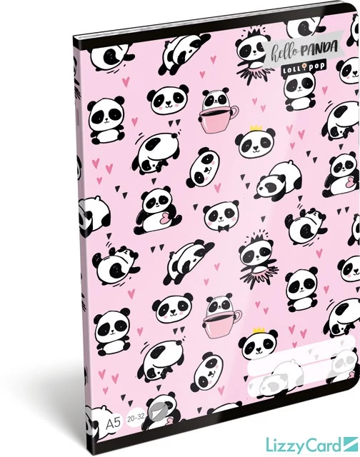 Pandás sima füzet - A5 - 20-32 - Lollipop Hello Panda