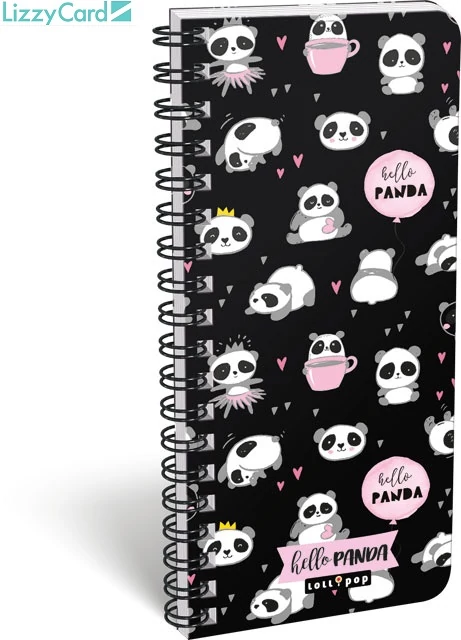 Pandás exkluzív spirál szótár füzet - 90x200 mm - Lollipop Hello Panda