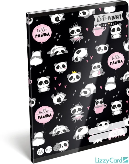 Pandás vonalas füzet - A5 - 4. osztálytól / 21-32 - Lollipop Hello Panda