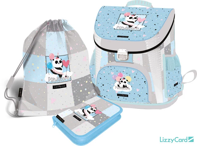 Panda-unikornisos prémium merevfalú ergonómikus iskolatáska szett - Lollipop Pandacorn 3 in 1