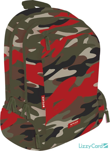 Terepmintás Teen+ hátizsák iskolatáska - Peace Red Label