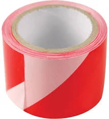 Kordonszalag - 75mm x 100 m jelölő szalag - piros-fehér polietilén