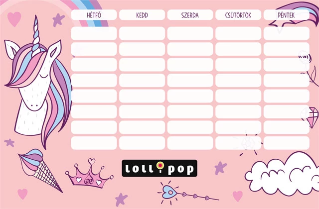 Órarend - Lollipop Magic - Unikornis - nagy