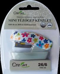 Tűzőgép mini - színes virágos - Cre Art - ajándék tűzőkapoccsal
