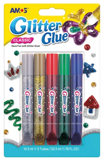 Csillámos ragasztó készlet Amos 5x10,5 ml