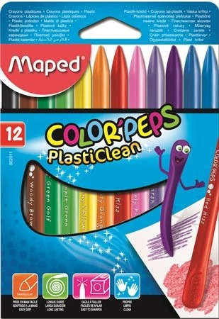 Maped Color Peps PlastiClean zsírkréta - 12 szín