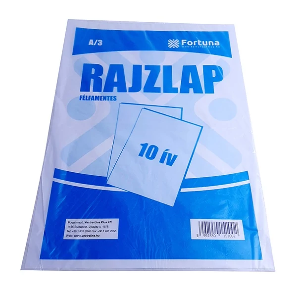 Rajzlap A3 félfamentes - 10 db/csomag - Fortuna