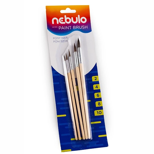 Ecsetkészlet 5 db/szett (2-4-6-8-10) - natúr fanyelű - Nebulo