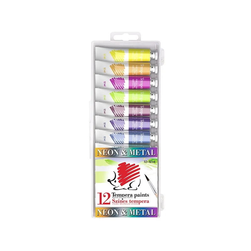 Tempera Süni - Metál és neon színek - 12 szín