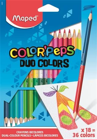 Maped háromszögletű kétvégű színes ceruza készlet - Color Peps Duo - 36 szín
