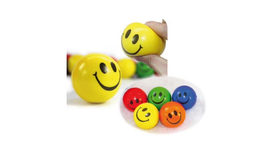 Stresszlabda - Emoji Smiley mosolygó fejek - 6,3 cm - Play with fun