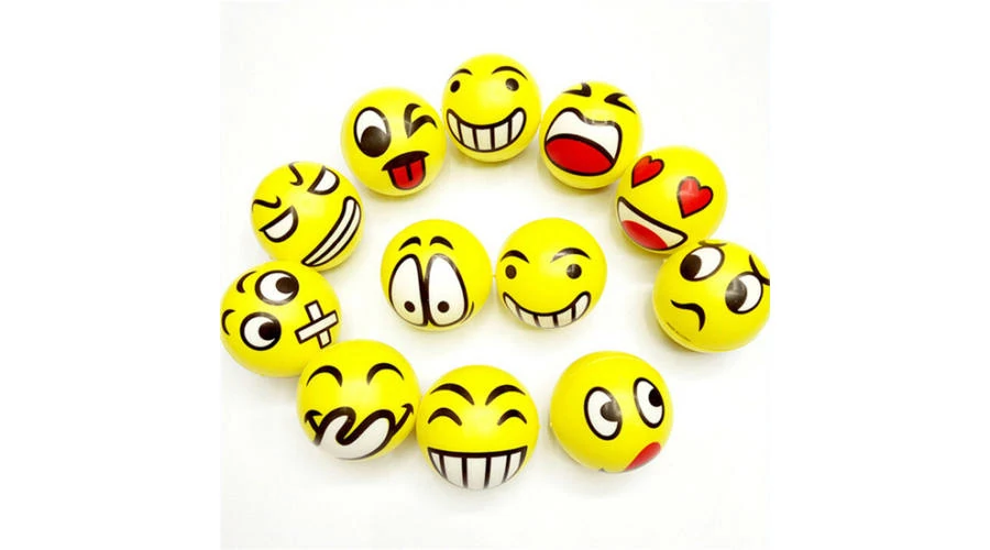 Stresszlabda - Emoji Smiley vicces fejek - 6,3 cm - Play with fun