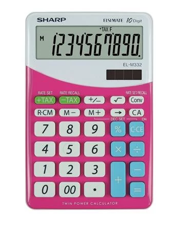 Asztali számológép - 10 számjegyes - SHARP EL-332 - Pink