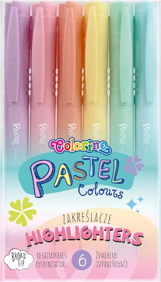 Szövegkiemelő készlet - Colorino Pastel - 6 pasztell szín/csomag