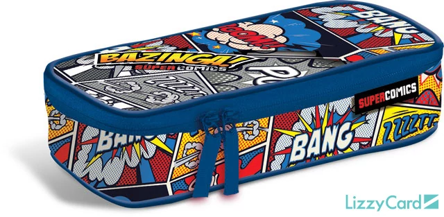 Bazinga ovális bedobálós tolltartó belső gumipántos klapnival - Supercomics