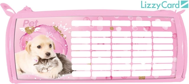 Kutyás cicás hengeres bedobálós tolltartó órarenddel Little Friends Pink