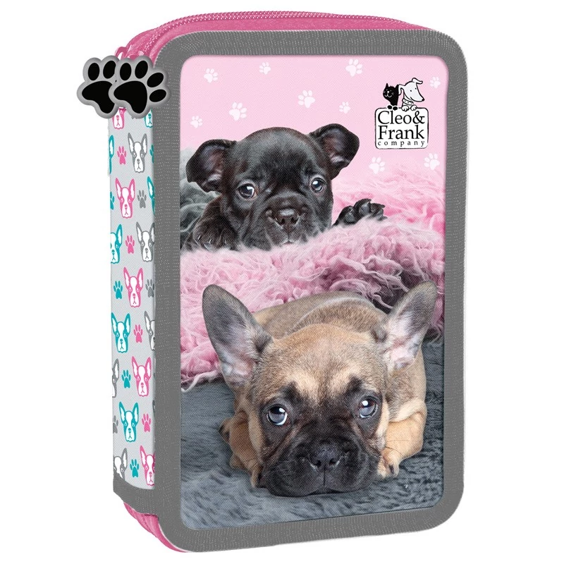Kutyás 3 emeletes üres tolltartó  - Cleo & Frank - Francia bulldog