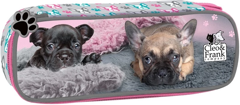 Kutyás ovális bedobálós tolltartó  - Cleo & Frank - Francia bulldog