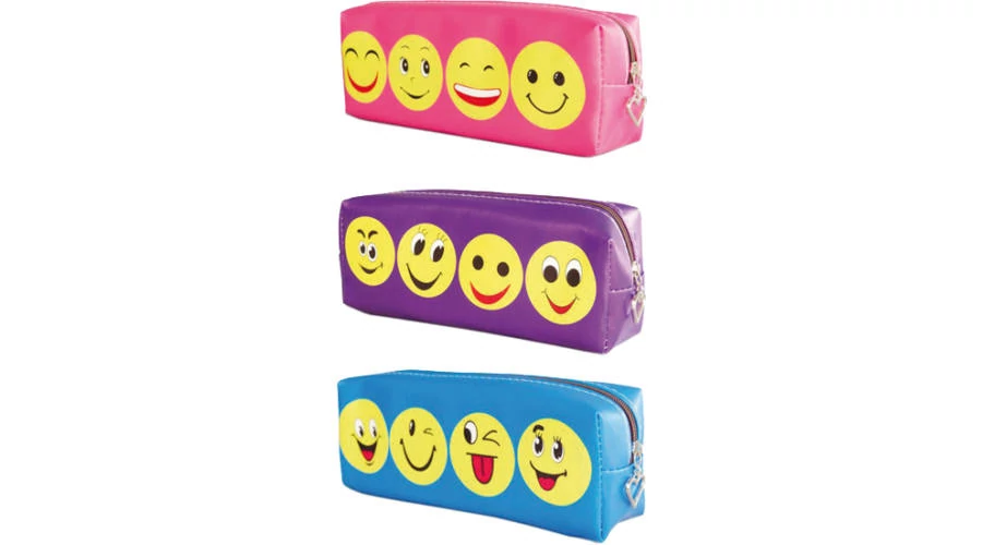 Smiley PU négyszögletes tolltartó - Emoji - vegyes színekben