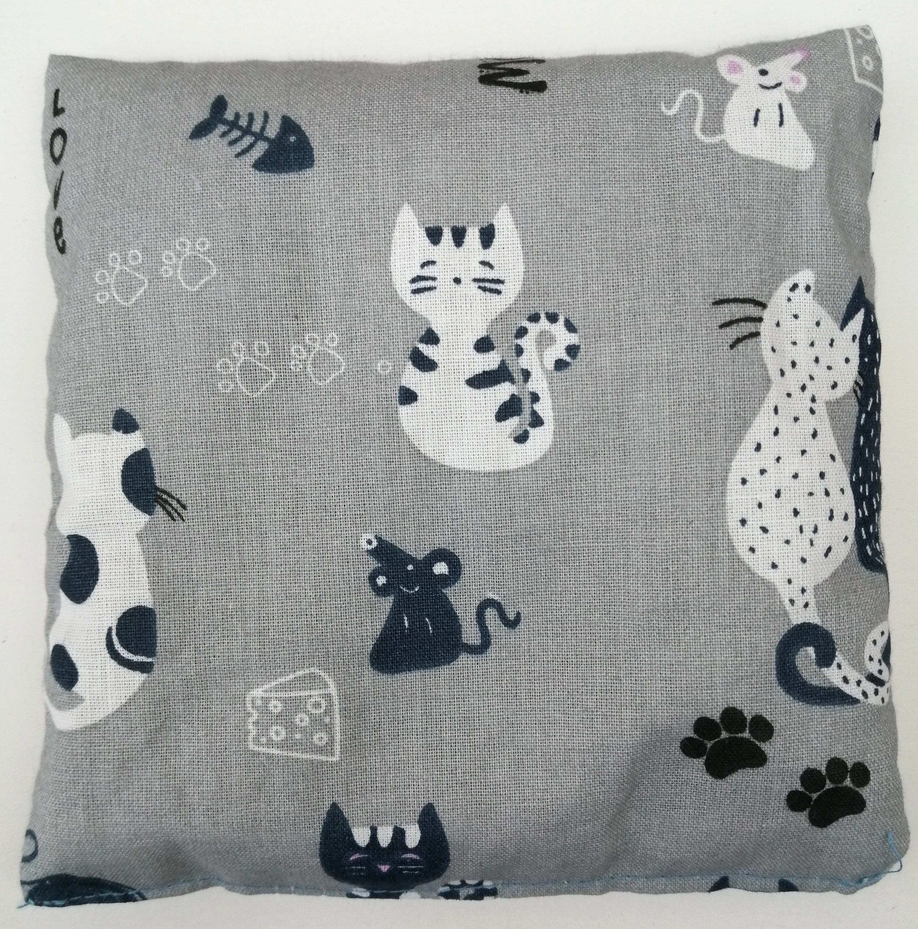 Babzsák 13x13 cm - szürke cicás
