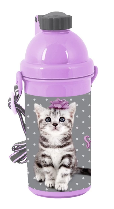 Cicás kulacs - Paso Studio Pets Sweet Kitten - szürke pöttyös