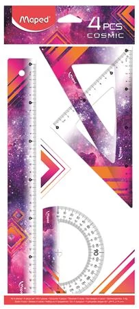 Vonalzó készlet 4 db-os - Maped Cosmic - rózsaszín