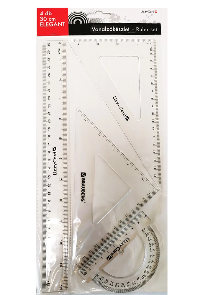 Műanyag vonalzó készlet - 4 db-os 30 cm - Lizzy Elegant