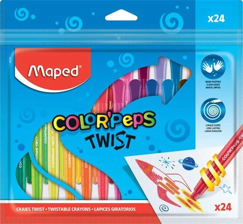 Zsírkréta kicsavarható műanyag burkolatban - Maped Color Peps Twist - 24 szín
